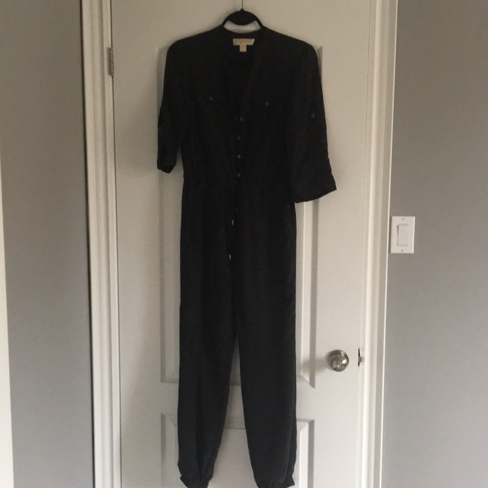 Michael Kors 100% silk utility jumpsuit